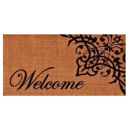 Calloway Mills 30 x 48 in. Scroll Welcome Rectangular Doormat Natural & Black CA57194